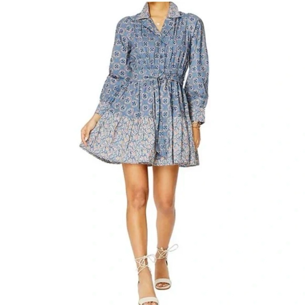 Roller Rabbit Blue Floral Long Sleeve Dress-XL
